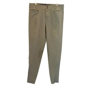 Kerrits Equestrian Riding Pants Knee Patch Pull On XL Khaki Beige‎ Green STAINS